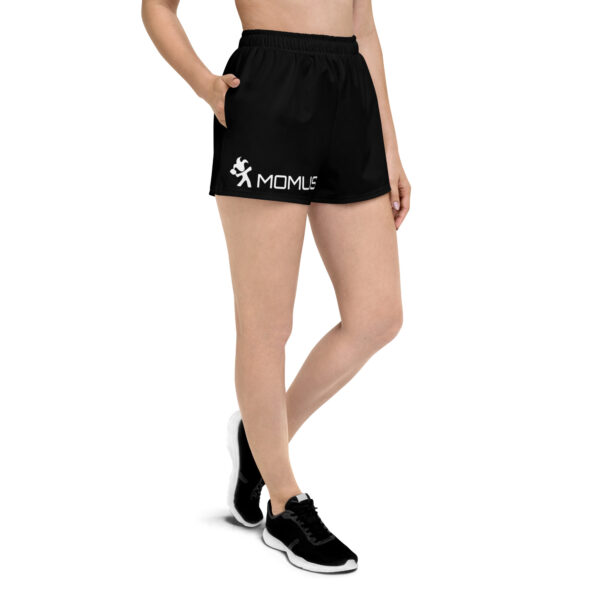 Women’s Black Athletic Shorts with MOMUS pickleball logo - Image 2