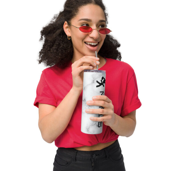 Stainless steel tumbler, Marble design with pickleball logo