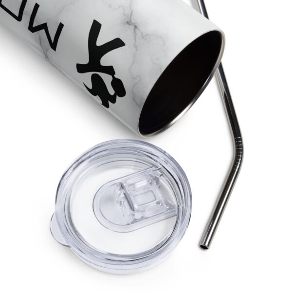 Stainless steel tumbler, Marble design with pickleball logo - Image 3