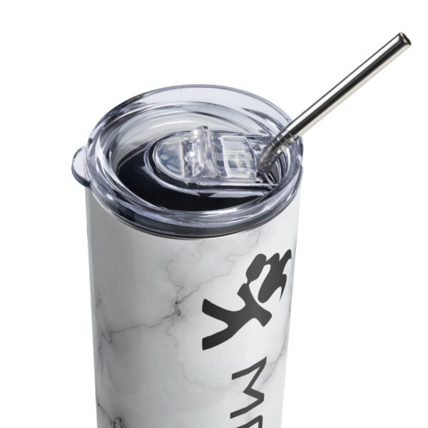 Stainless steel tumbler, Marble design with pickleball logo - Image 2